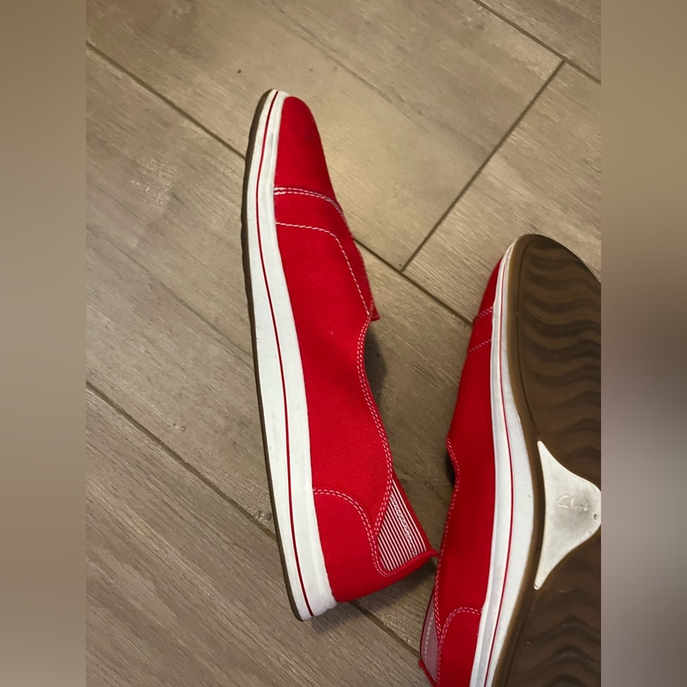 Clark’s Cloudsteppers Red Canvas Casual Slip-Ons - image 6
